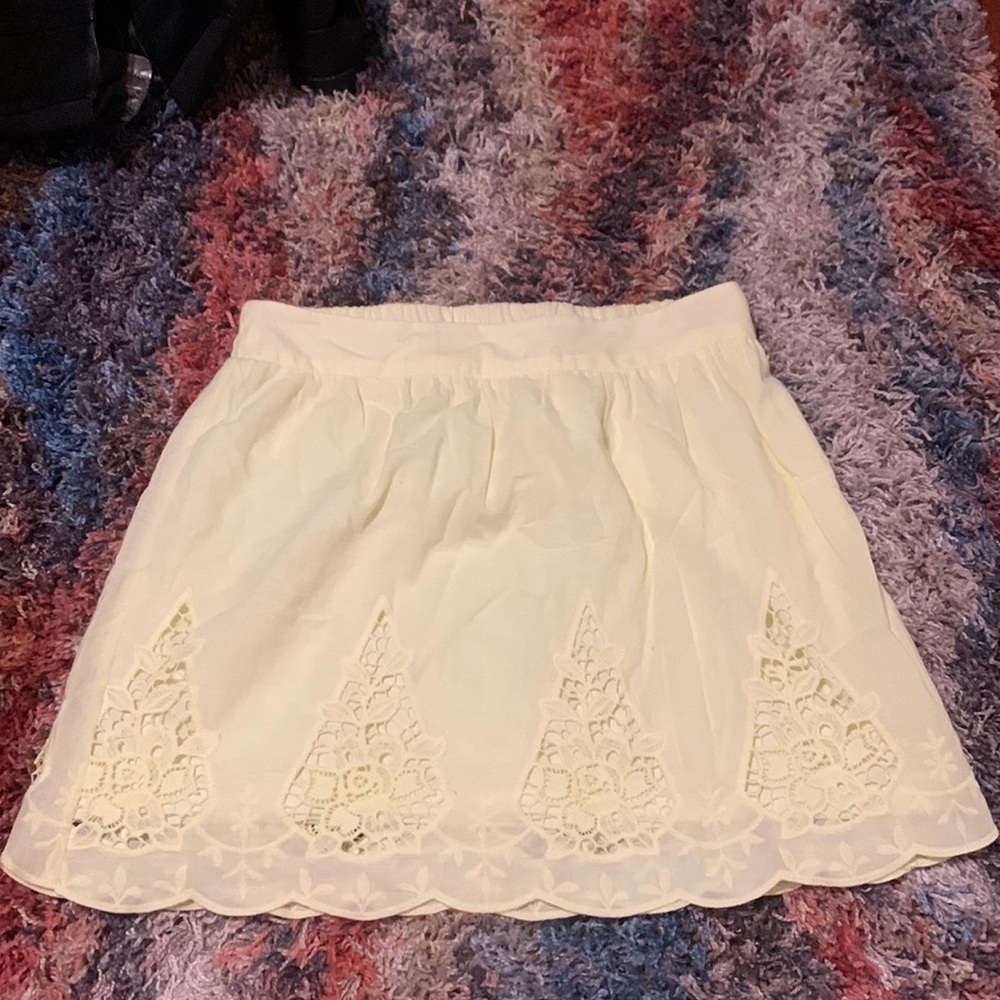 Yellow Lace Midi Skirt M